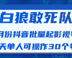 白狼敢死队最新抖音短视频批量起影视号(一天单人可操作30个号)视频课程-网创资源吧