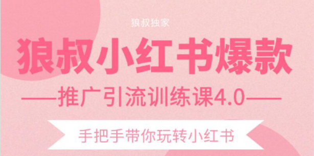 狼叔小红书爆款推广引流训练课4.0，手把手带你玩转小红书-网创资源吧