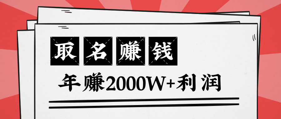 王通：不要小瞧任何一个小领域，取名技能也能快速赚钱，年赚2000W+利润-网创资源吧