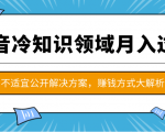 抖音冷知识领域月入过万项目,不适宜公开解决方案 ,抖音赚钱方式大解析!-网创资源吧