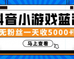 赚钱计划:抖音小游戏蓝海项目,无粉丝一天收入5000+-网创资源吧