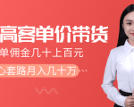 抖音高单价带货项目,一单佣金几十上百元,核心套路月入几十万(共3节)-网创资源吧