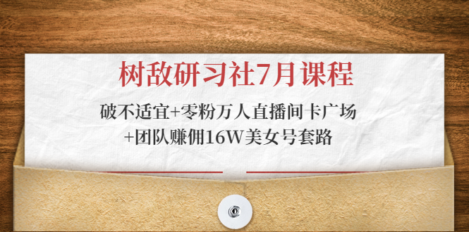 树敌研习社7月课程：破不适宜+零粉万人直播间卡广场+团队赚佣16W美女号套路-网创资源吧