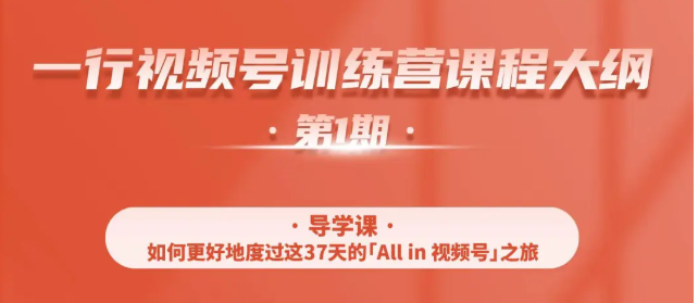 一行视频号特训营，从零启动视频号30天，全营变现5.5万元【价值799元】-网创资源吧