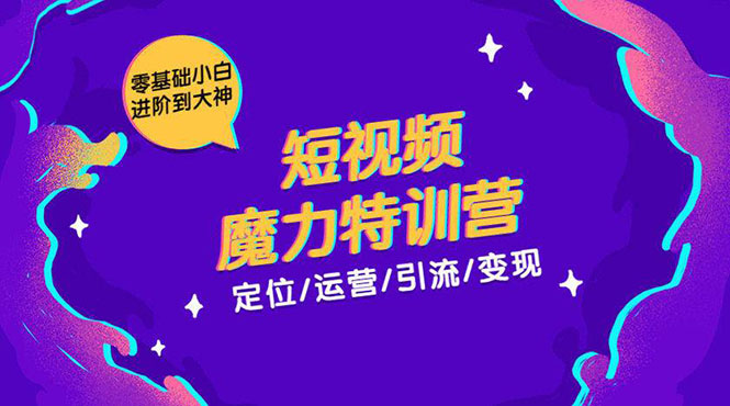 零基础小白进阶到大神《短视频魔力特训营》定位-运营-引流-变现-网创资源吧