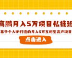 高鹏月入5万项目私徒班，基于个人IP打造的月入5万互利型高产项目！-网创资源吧