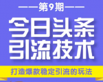 今日头条引流技术第9期,打造爆款稳定引流 百万阅读玩法,收入每月轻松过万-网创资源吧