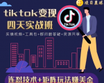 tiktok变现四天实战班,连怼技术+矩阵玩法赚美金!价值998元-网创资源吧