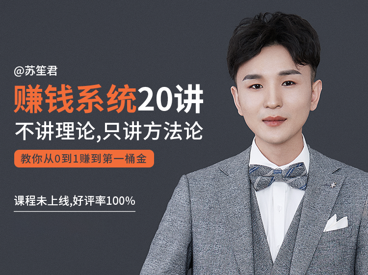 苏笙君的赚钱系统20课 教你从0到1赚到你的第一桶金（不讲理论，只讲方法论）-网创资源吧