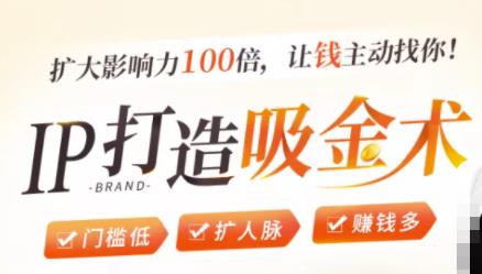 IP打造吸金术：0基础0资源，也能扩大影响力100倍，让钱主动找你！-网创资源吧