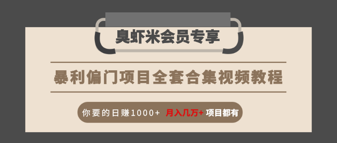 暴利偏门项目全套合集视频教程：你要的日赚1000+月入几万+项目都有-网创资源吧