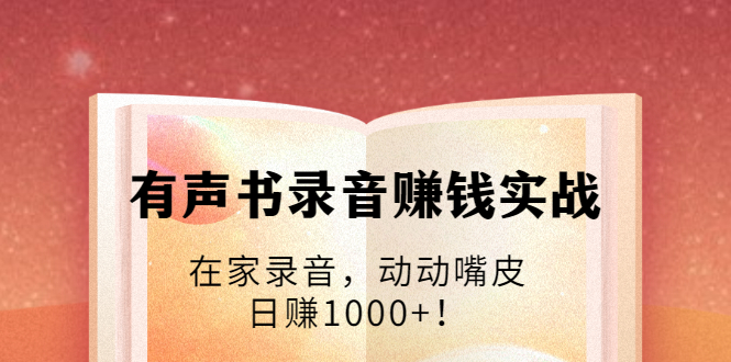 有声书录音赚钱实战：在家录音，动动嘴皮，日赚1000+！-网创资源吧
