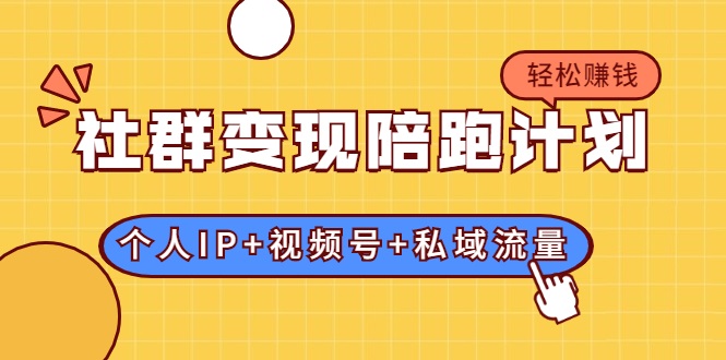 社群变现陪跑计划：建立“个人IP+视频号+私域流量”的社群商业模式轻松赚钱-网创资源吧