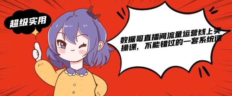 数据哥直播间流量运营线上实操课，不能错过的一套系统课-网创资源吧