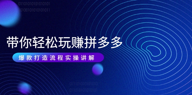 带你轻松玩赚拼多多：花的少 赚的多 爆款更简单 爆款打造流程实操讲解-网创资源吧