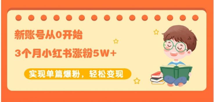 生财小红书涨粉变现：新账号从0开始3个月小红书涨粉5W+实现单篇爆粉-网创资源吧