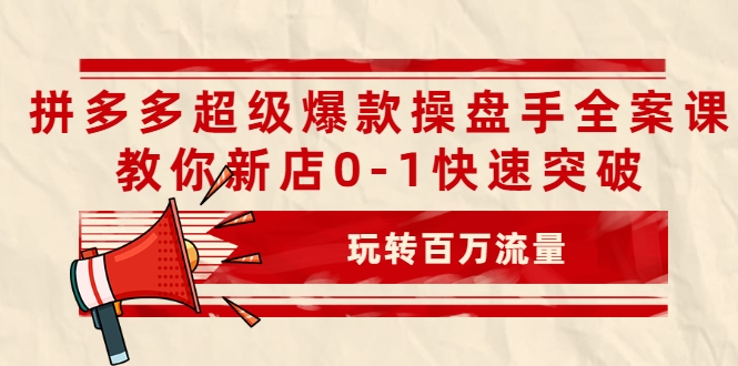 拼多多超级爆款操盘手全案课，教你新店0-1快速突破，玩转百万流量-网创资源吧