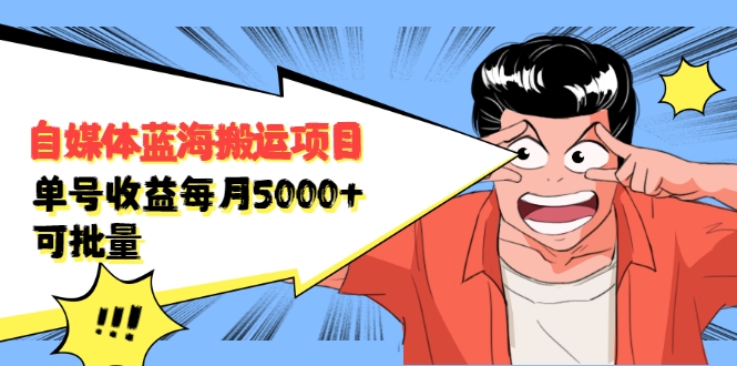 自媒体蓝海搬运项目：单号收益每月基本都可以达到5000+，可批量-网创资源吧