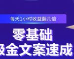 零基础吸金文案速成,每天1小时收益翻几倍价值499元-网创资源吧