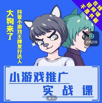大狗来了：小游戏推广实战课，带你搭建一个游戏推广变现账号-网创资源吧