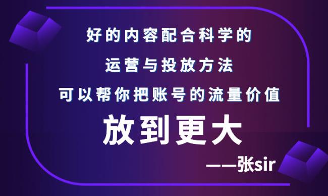 张sir账号流量增长课，告别海王流量，让你的流量更精准-网创资源吧