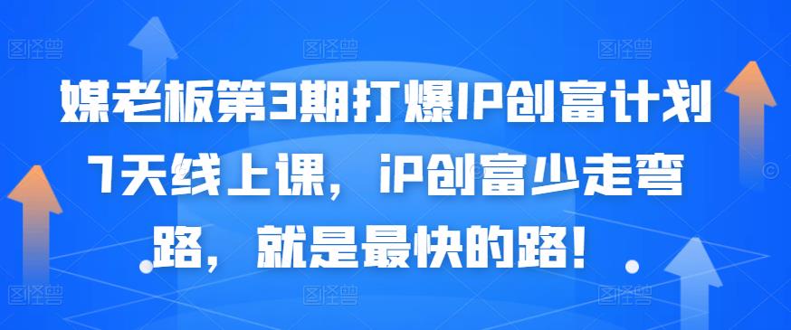 媒老板第3期打爆IP创富计划7天线上课，iP创富少走弯路，就是最快的路！-网创资源吧