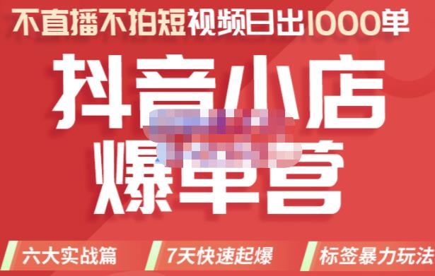 推易电商·2022年抖音小店爆单营，不直播、不拍短视频、日出1000单，暴力玩法-网创资源吧