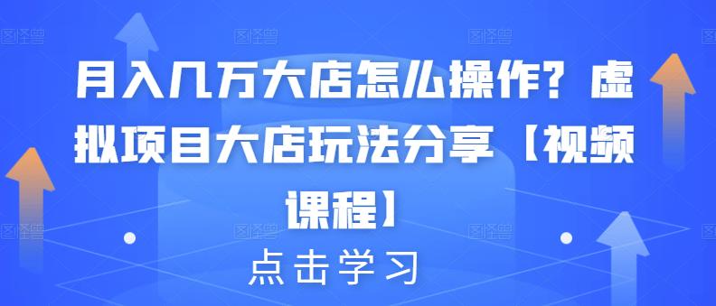 月入几万大店怎么操作？虚拟项目大店玩法分享【视频课程】-网创资源吧