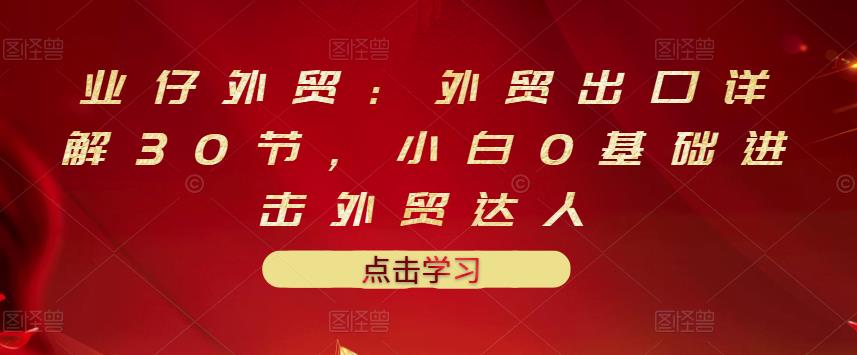 业仔外贸：外贸出口详解30节，小白0基础进击外贸达人 价值666元-网创资源吧