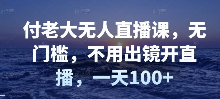 付老大无人直播课，无门槛，不用出镜开直播，一天100+-网创资源吧