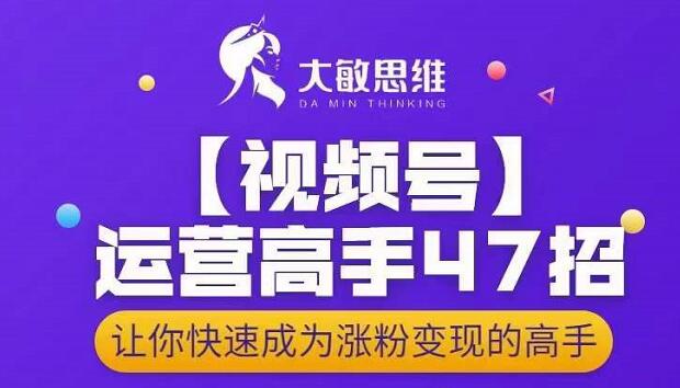 大敏思维-视频号运营高手47招，让你快速成为涨粉变现高手-网创资源吧