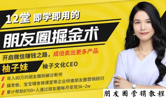 【营销必学】12堂学之即用的朋友圈掘金术：开启你的副业赚钱之路-网创资源吧