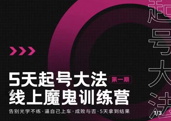 大播·五天起号魔鬼训练营，告别光学不练，逼自己上车，成败与否，5天拿到结果-网创资源吧