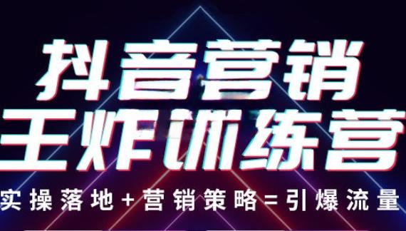 抖音营销王炸训练营，实操落地+营销策略=引爆流量（价值8960元）-网创资源吧
