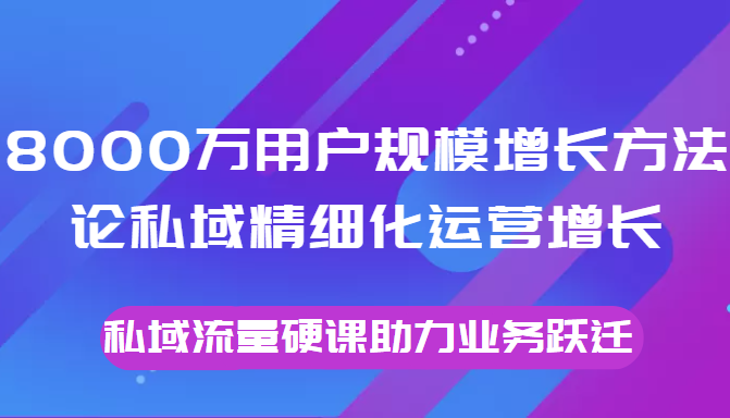 8000万用户规模增长方法论私域精细化运营增长，私域流量硬课助力业务跃迁-网创资源吧