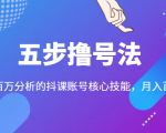 五步撸号法,掌握百万分析的抖课账号核心技能,从逻辑到实操-网创资源吧