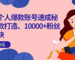 小红书个人爆款账号速成秘籍，爆款打造、10000+粉丝引流秘诀-网创资源吧