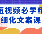 短视频必学精细化文案课,提升你的内容创作能力、升级迭代能力和变现力(价值333元)-网创资源吧