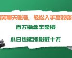 搞笑聊天账号，轻松入手高效变现，百万操盘手亲授，小白也能涨粉数十万-网创资源吧