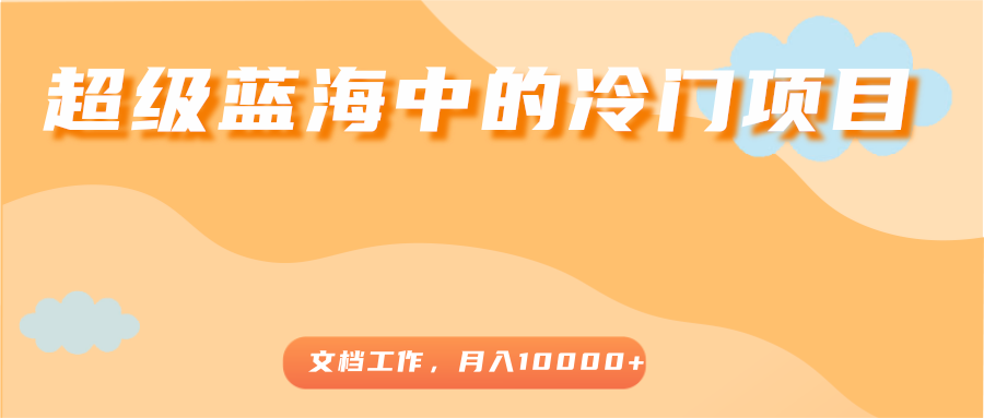 超级蓝海中的冷门项目，文档工作，好玩又赚钱，月入10000+-网创资源吧