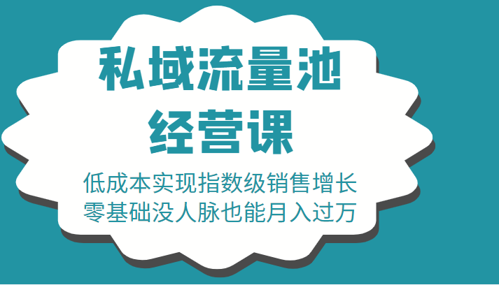 16堂私域流量池经营课：低成本实现指数级销售增长，零基础没人脉也能月入过万-网创资源吧