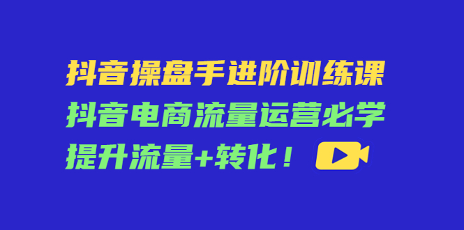 抖音操盘手进阶训练课：抖音电商流量运营必学，提升流量+转化-网创资源吧