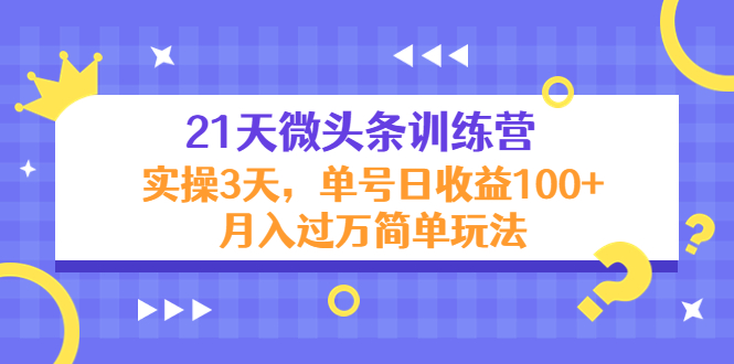 21天微头条训练营，实操3天，单号日收益100+月入过万简单玩法-网创资源吧