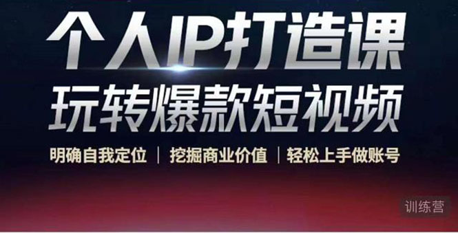 个人IP打造课-玩转爆款短视频，明确自我定位|挖掘商业价值|轻松上手做账号（无水印）-网创资源吧