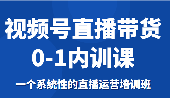 视频号直播带货0-1内训课，一个系统性的直播运营培训班-网创资源吧