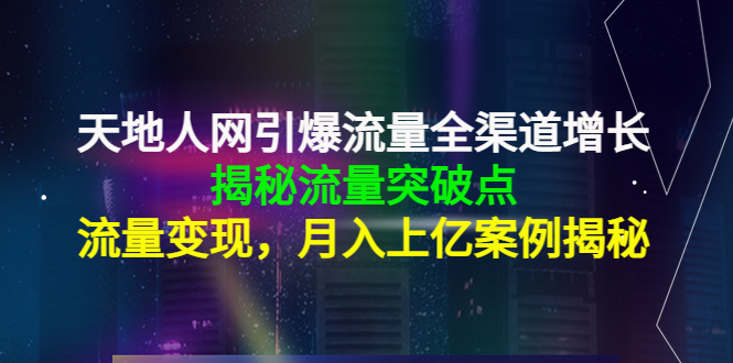 天地人网引爆流量全渠道增长：揭秘流量突然破点，流量变现，月入上亿案例-网创资源吧