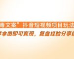 “毒文案”抖音短视频项目玩法，小程序拿图即可变现，复盘经验分享给大家-网创资源吧