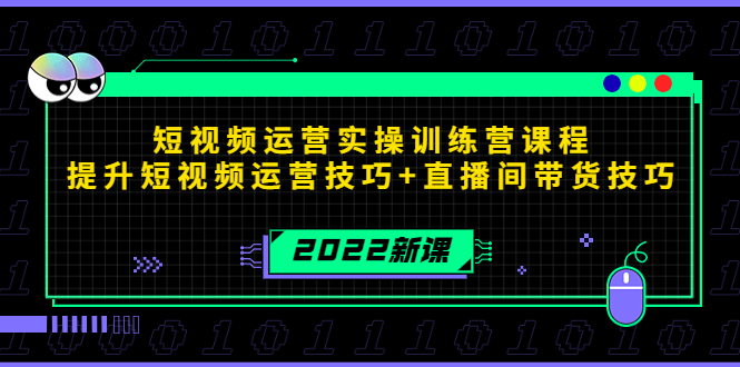 2022短视频运营实操训练营课程，提升短视频运营技巧+直播间带货技巧-网创资源吧