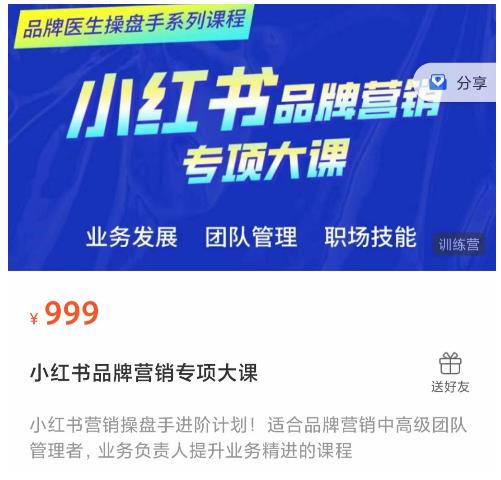 小红书品牌营销专项大课，操盘手进阶，一套能让你提升业务精进的课程-网创资源吧