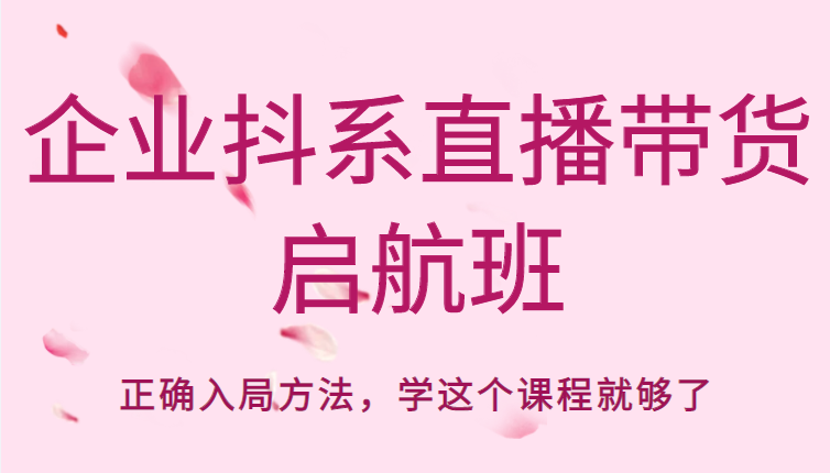 企业抖系直播带货启航班，正确入局方法，学这个课程就够了-网创资源吧